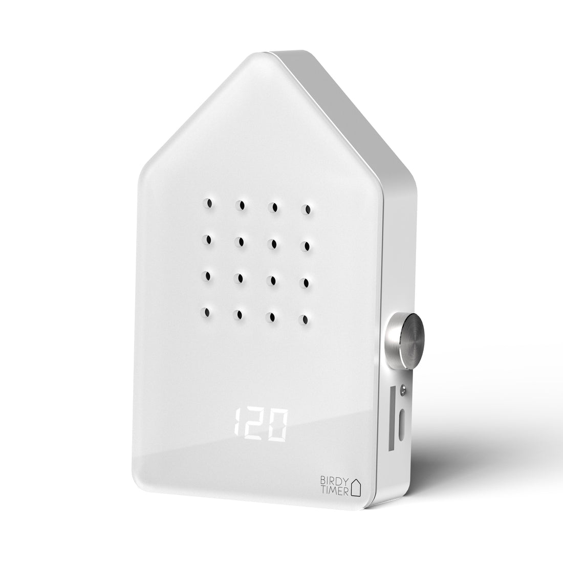 Birdytimer Classic Wit│Kookwekker met Vogelgeluiden│Relaxound│art. 11BBT0101001│vooraanzicht schuin