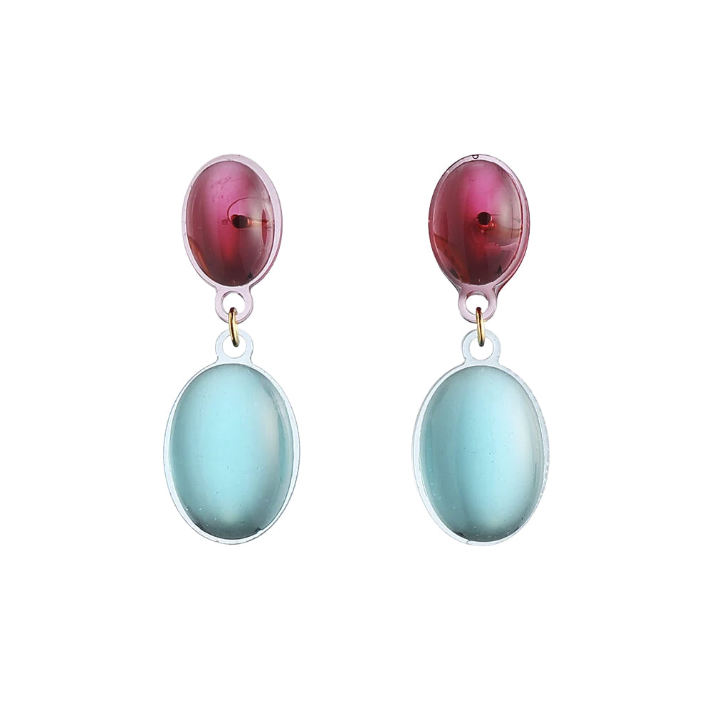 Oorbellen Bolle Doppio Pink & Turqouise│Corsari Jewels│art. CJB-3001-042│vooraanzicht