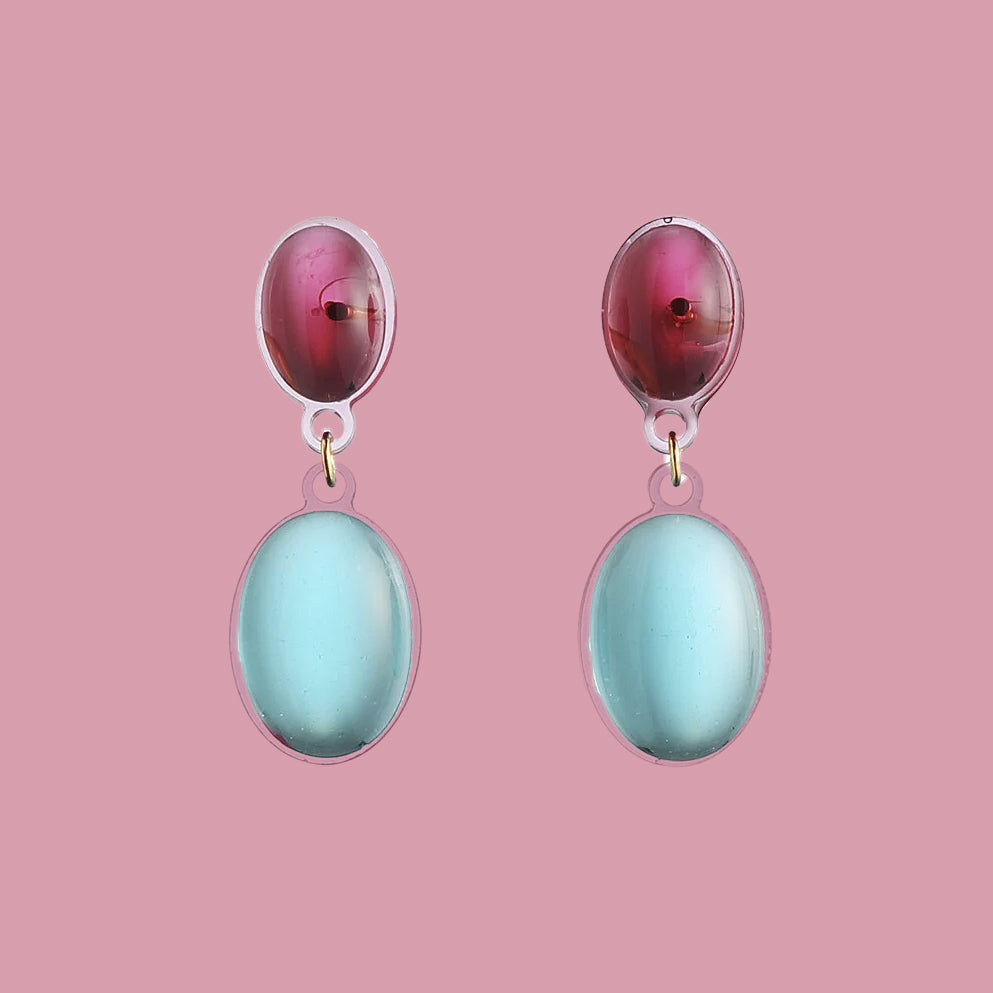 Oorbellen Bolle Doppio Pink & Turqouise│Corsari Jewels│art. CJB-3001-042│vooraanzicht