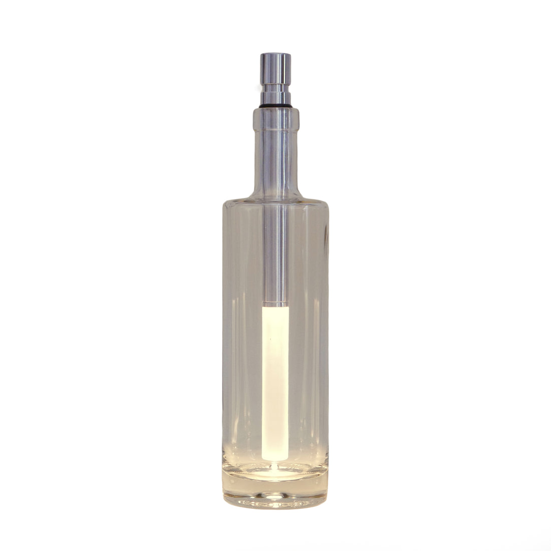 Bottlelight LED Flessenlamp│art. BOT03-W│in doorzichtige fles met verlichting aan en witte achtergrond