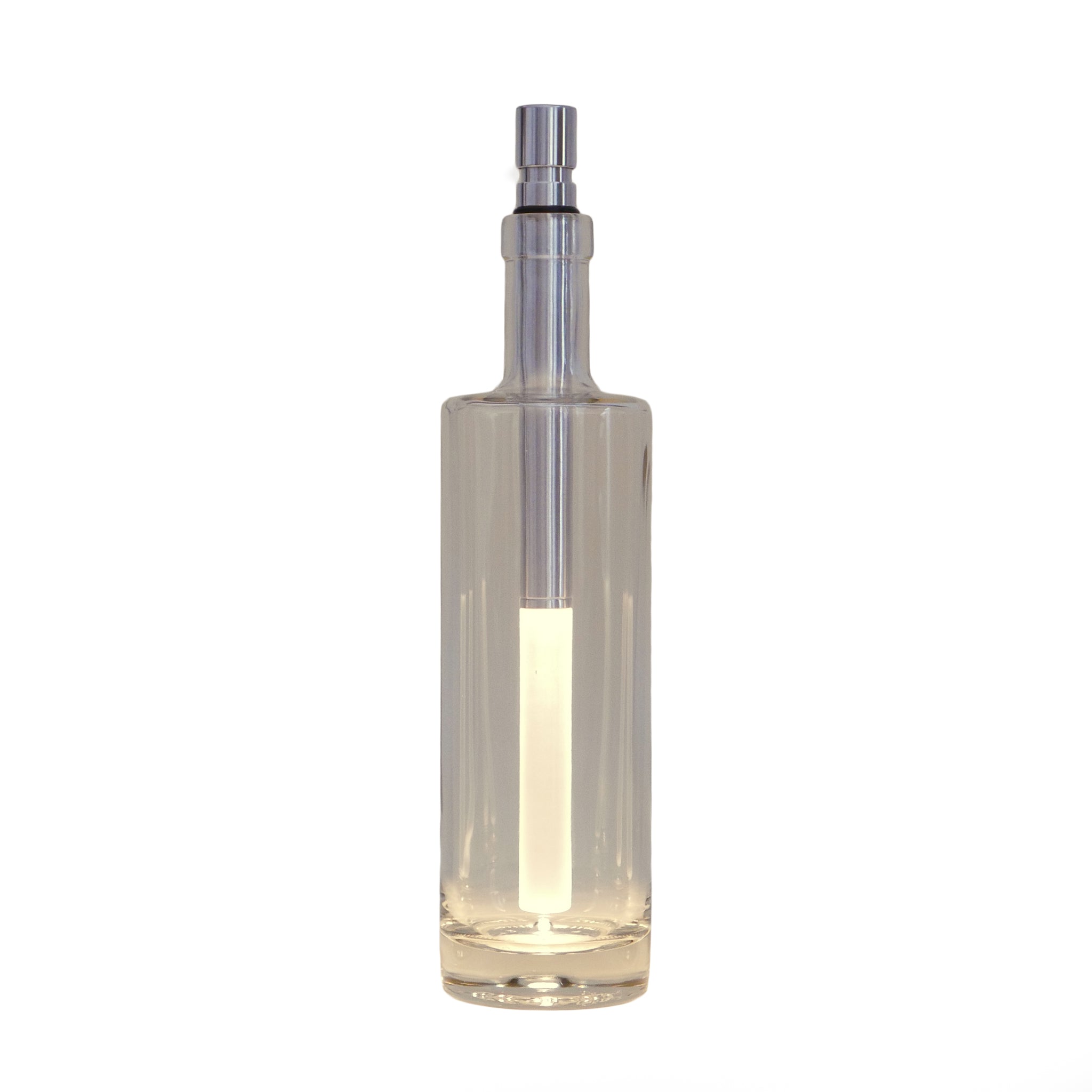 Bottlelight LED Flessenlamp│art. BOT03-W│in doorzichtige fles met verlichting aan en witte achtergrond