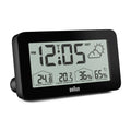 Braun BC13-DCF Wetterstation Schwarz, Schrägansicht von vorn mit ausgeschaltetem Display