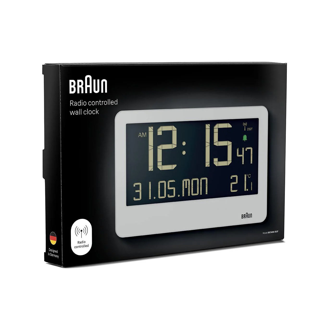 Braun Wandklok Digitaal BC14W-DCF Wit│Radiogestuurd│verpakking