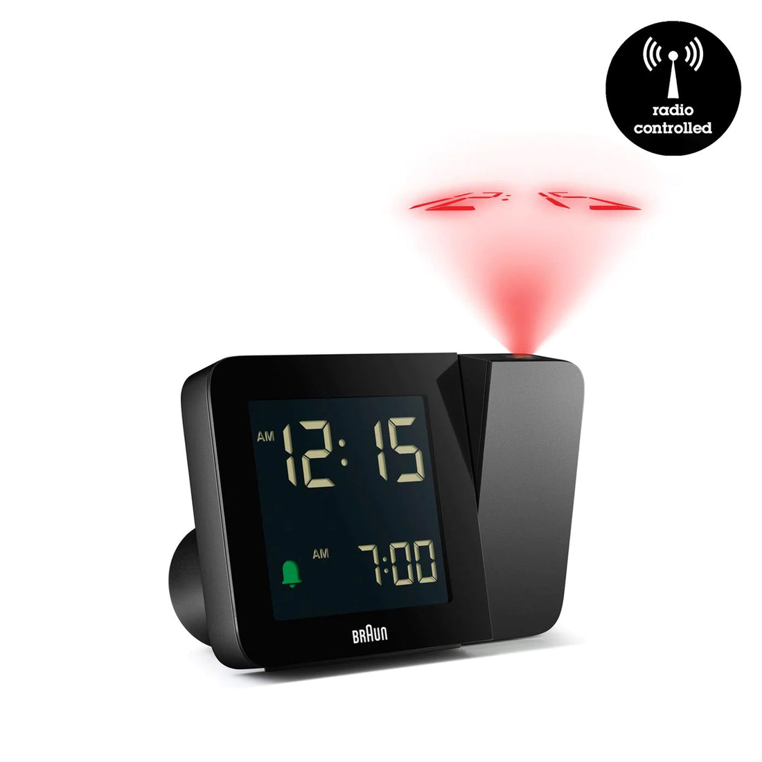 Braun Projectieklok en Wekker Digitaal Zwart│BC15B-DCF│Radiogestuurd│met projectie en radio controlled teken