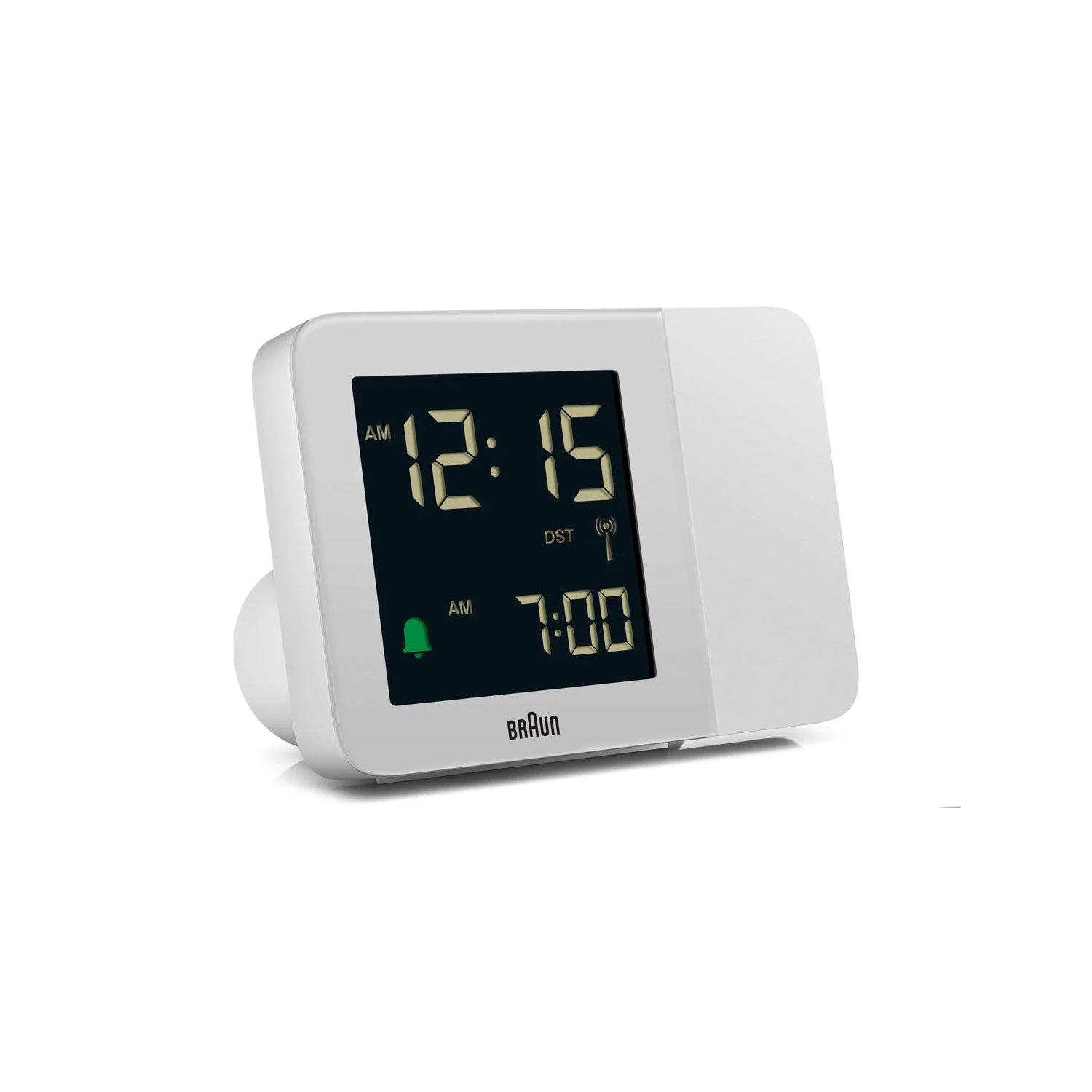 Braun Projectieklok en Wekker Digitaal BC15W-DCF│Wit│Radiogestuurd│vooraanzicht schuin 