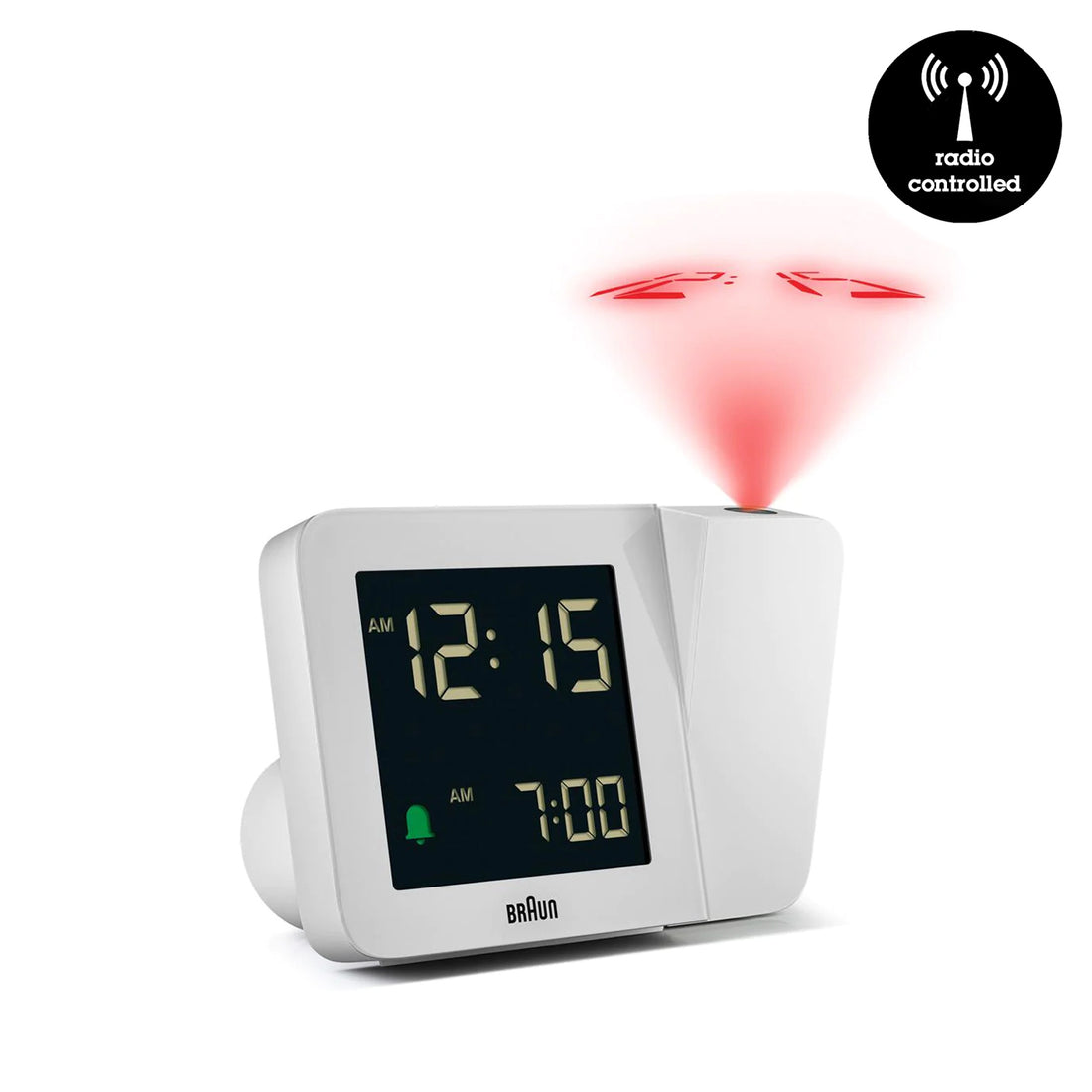 Braun Projectieklok en Wekker Digitaal BC15W-DCF│Wit│Radiogestuurd│met projectie en radio controlled teken