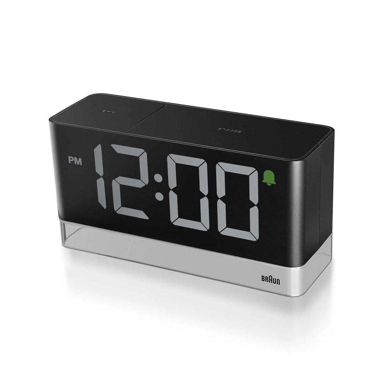 Braun Alarm Klok Digitaal BC27B│bovenaanzicht schuin met snooze-functie en bedening lampje