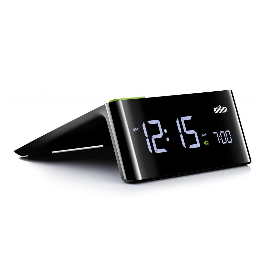 Braun BC16 Digitalwecker Schwarz, Schrägansicht von vorn