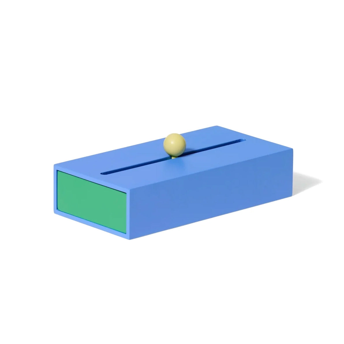 Cache Slide Opbergdoos Large Blauw│Areaware│art. KYCBLBG│zijkant schuin met gesloten lade