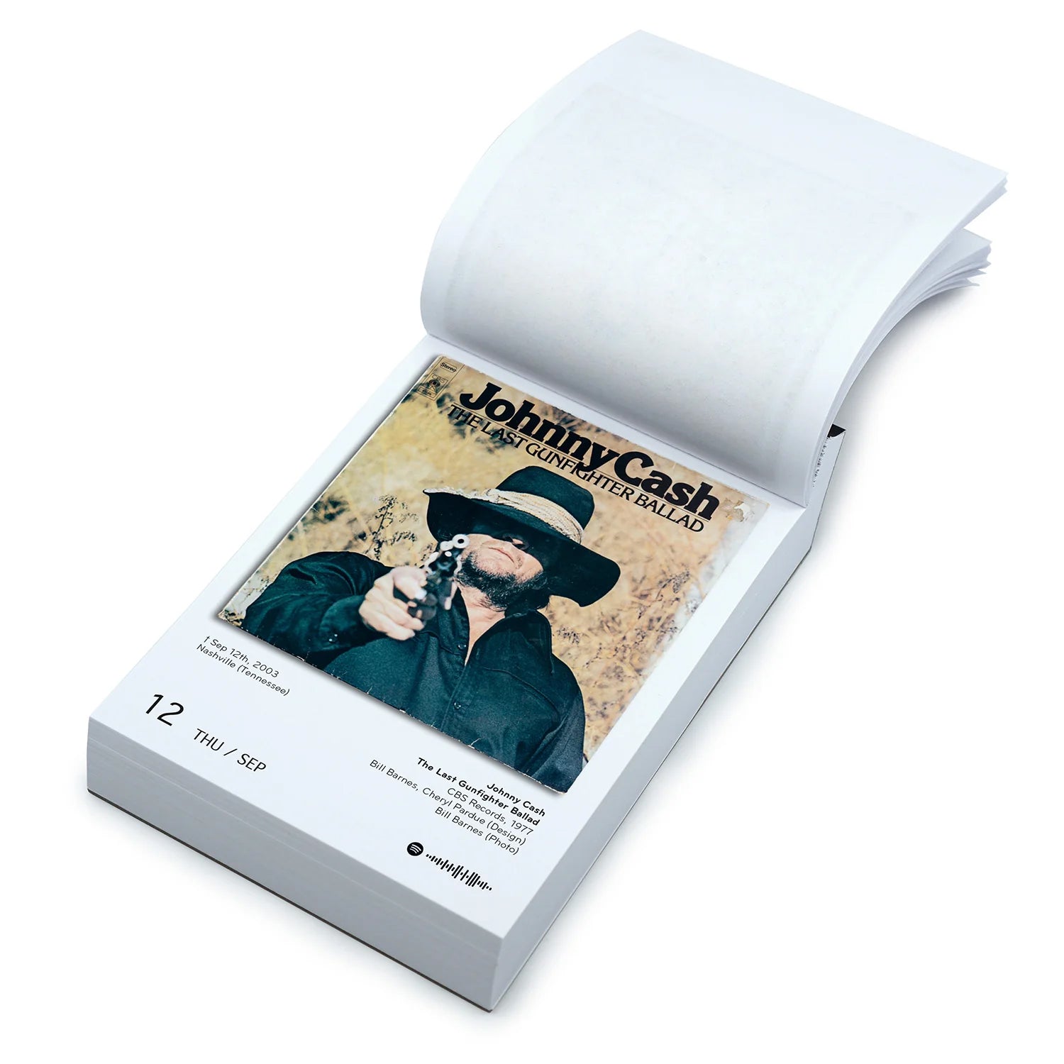 Scheurkalender the Art of Vinyl Covers 2024│opgengeslagen op Dinsdag 12 September Johnny Cash