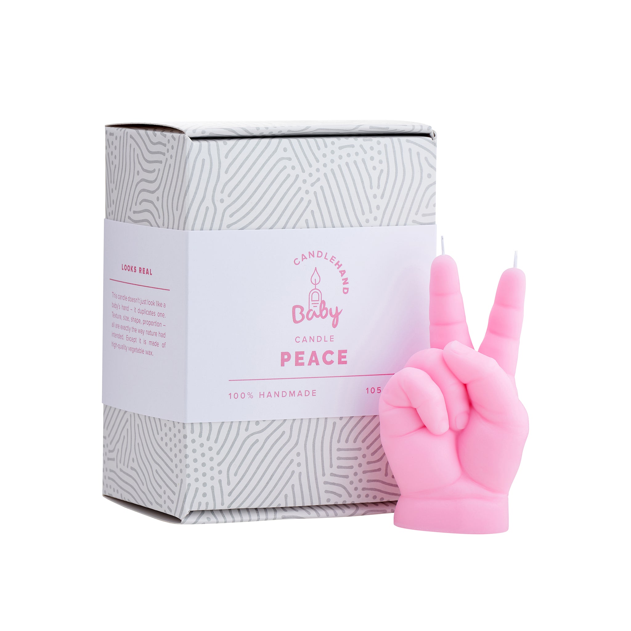 Candlehand Peace Kaars Baby Roze│art. BB-PEA-PINK│naast geschenkverpakking