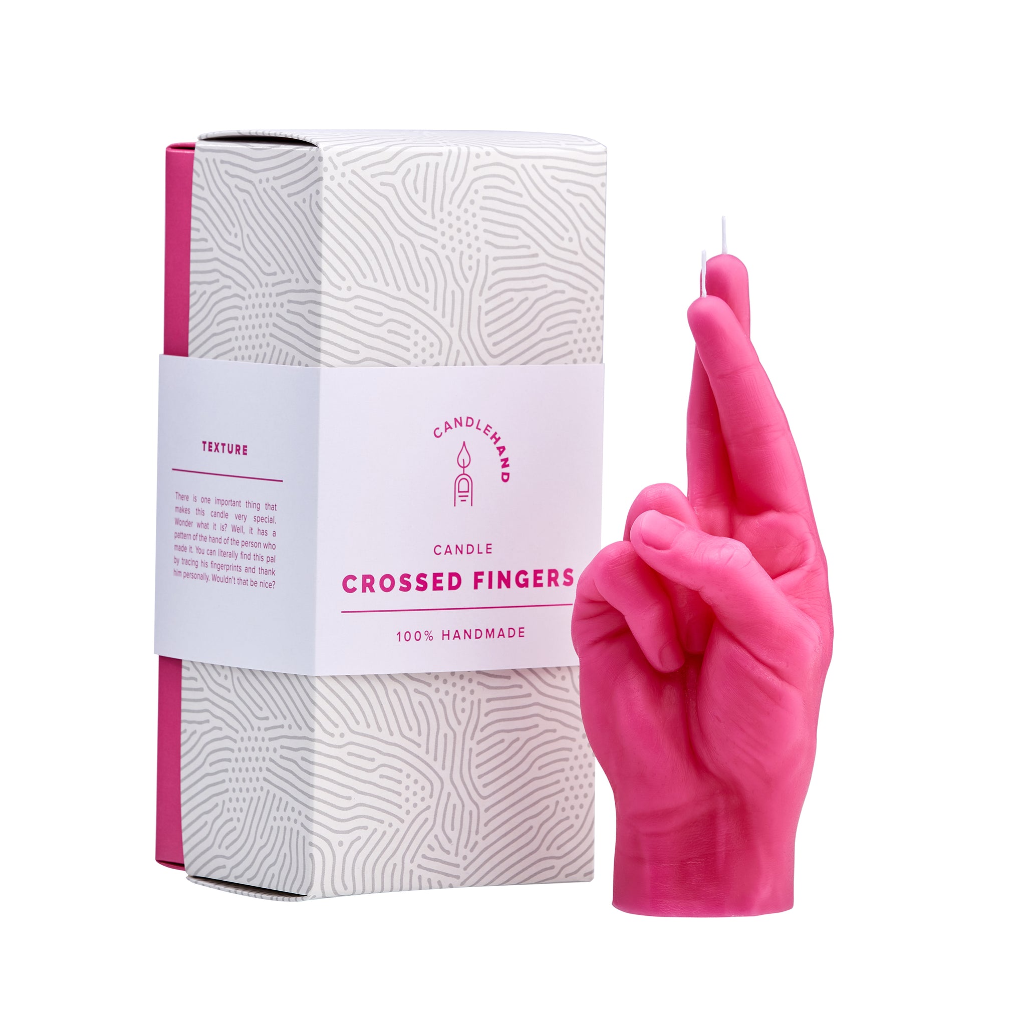 Crossed Fingers Kaars│art. CROSS-PINK│naast geschenkverpakking