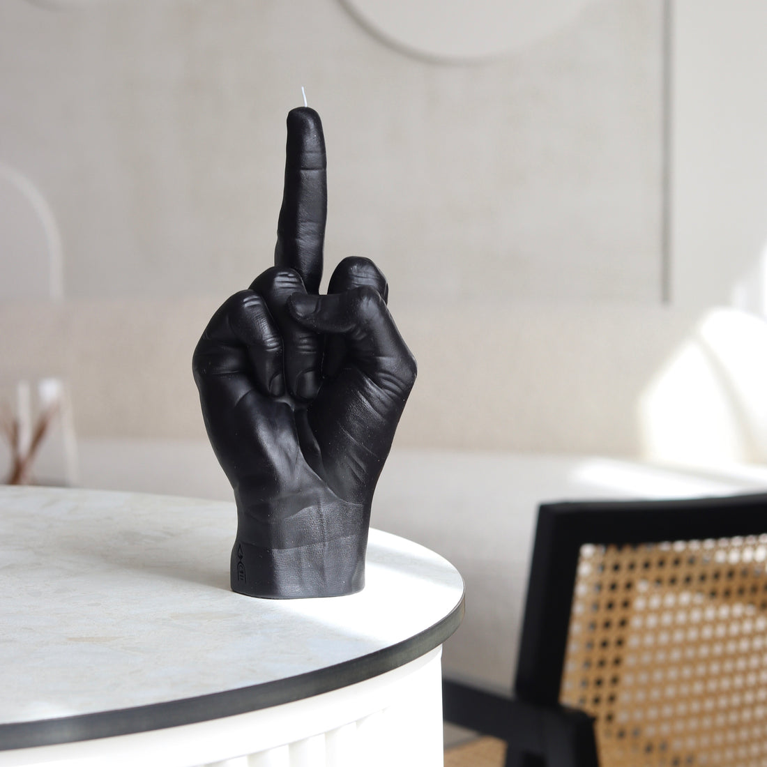 Candlehand F*ck You Kaars Zwart│art. FCK-BLACK│achterkant naast verpakking