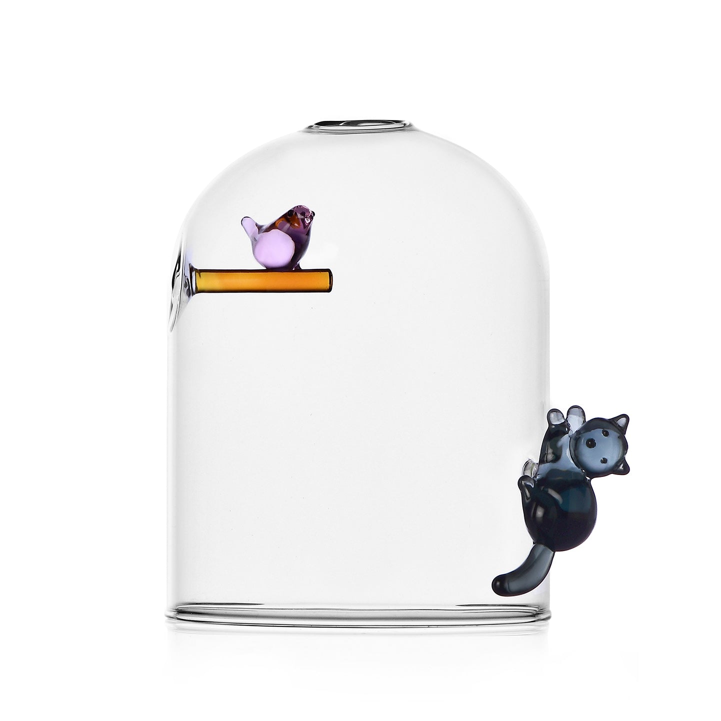 Windlicht Birds Ichendorf Milano│Kandelaar met Kat en Vogel│art. 354.072│vooraanzicht met witte achtergrond