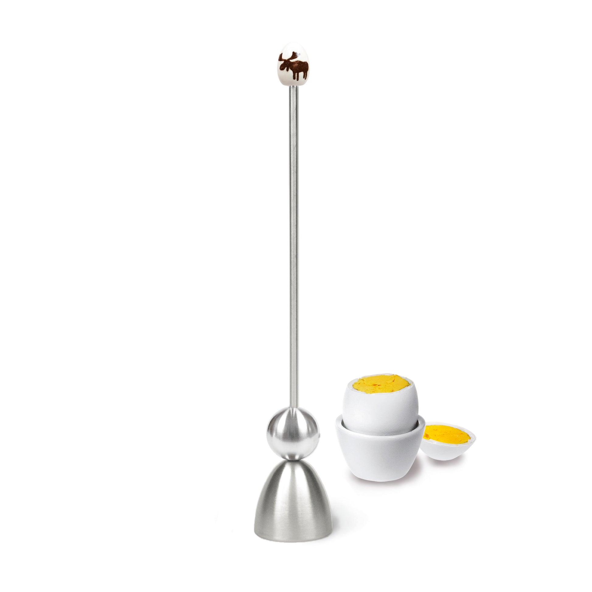 Clack Ei-Opener Hert│TAKE2-Design│art. 99004/24│voorkant met gekookt ei op achtergrond