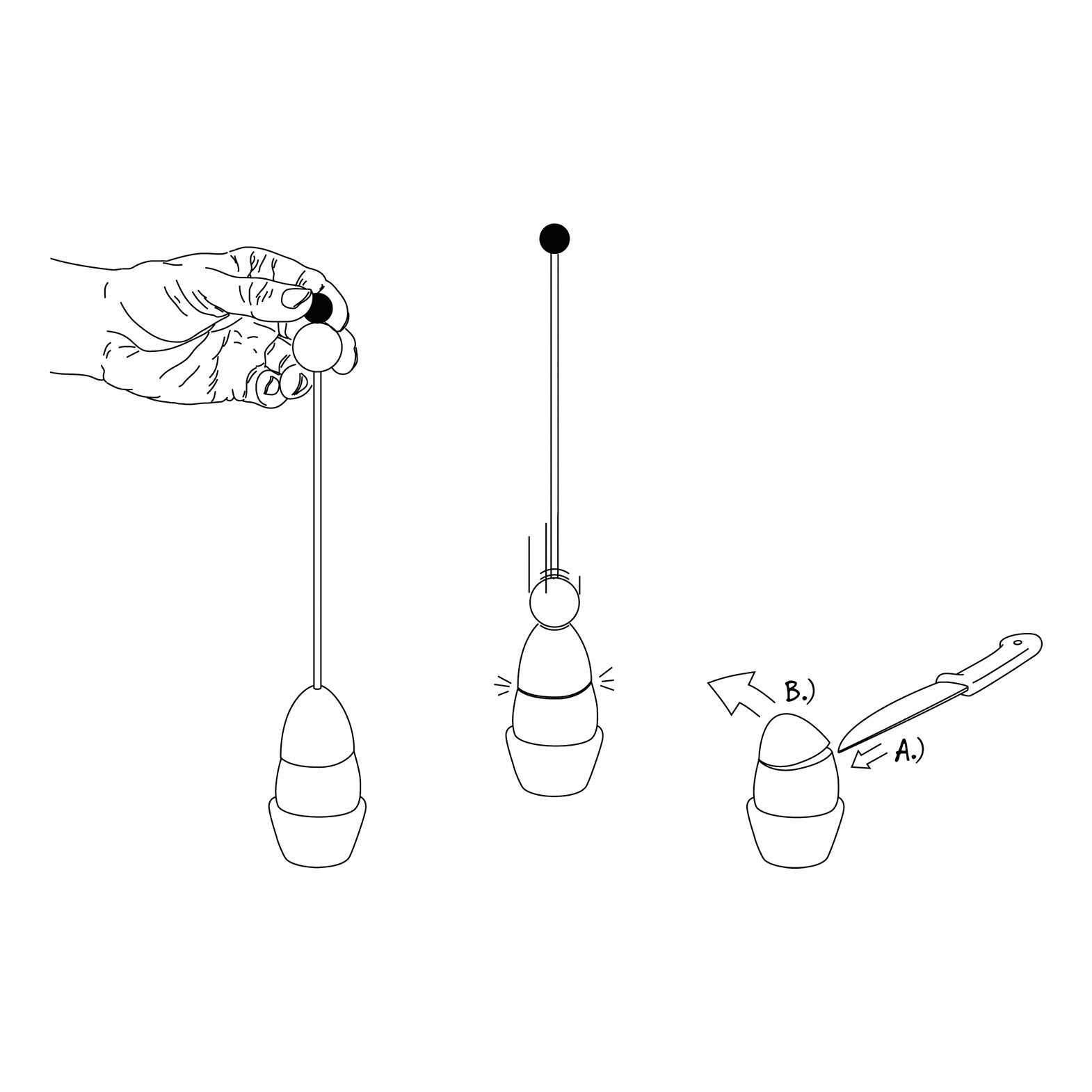 Clack Ei-Opener Wit Ei Keramiek│Take2-Design│art. 99004│tekening instructie