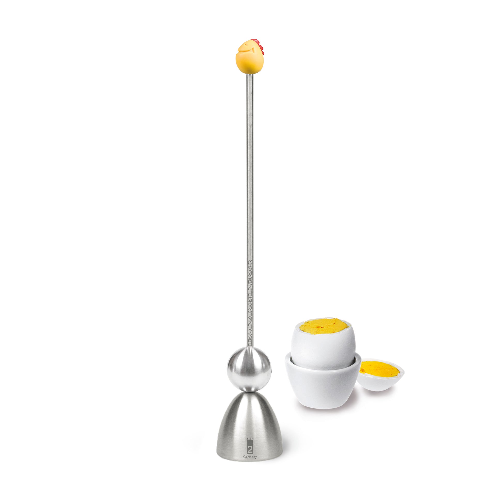 Clack Ei-Opener Dragon Egg│Take2-Design│art. 99003│voorkant met gekookt eitje op achtergrond