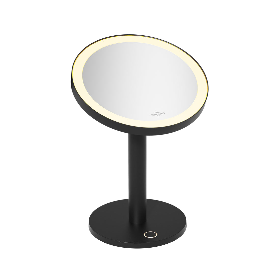 Como Kosmetische Spiegel Zwart│Oplaadbare Verlichting│Villeroy & Boch│art. 97030│voorkant met witte achtergrond en licht aan