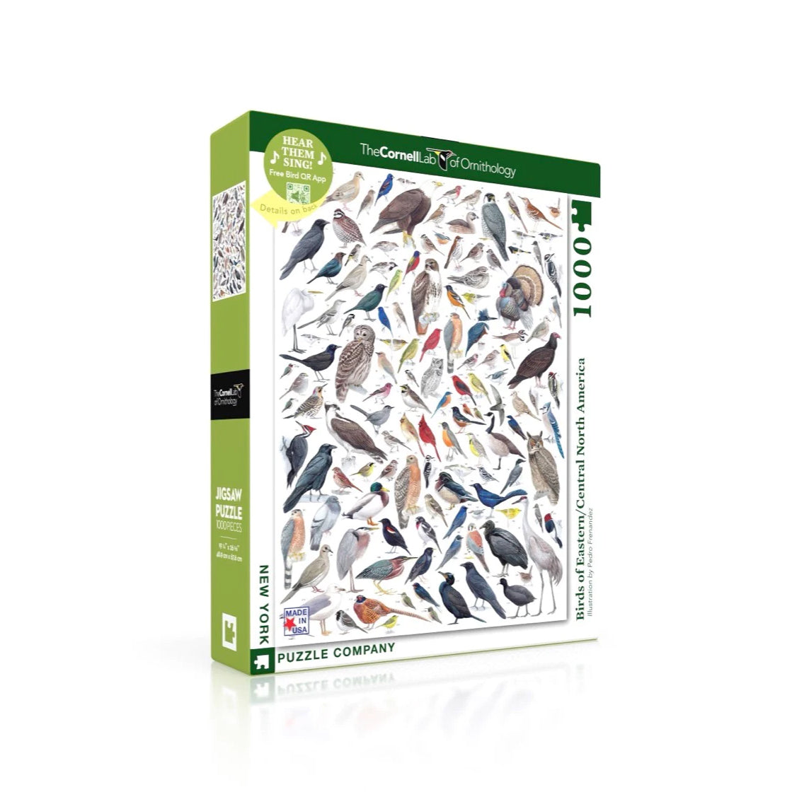 Puzzel The Cornell Lab of Ornitology│Birds of Eastern/Central North America│New York Puzzle Company│1000 pcs│art. NPZCB1836│voorkant schuin met witte achtergrond