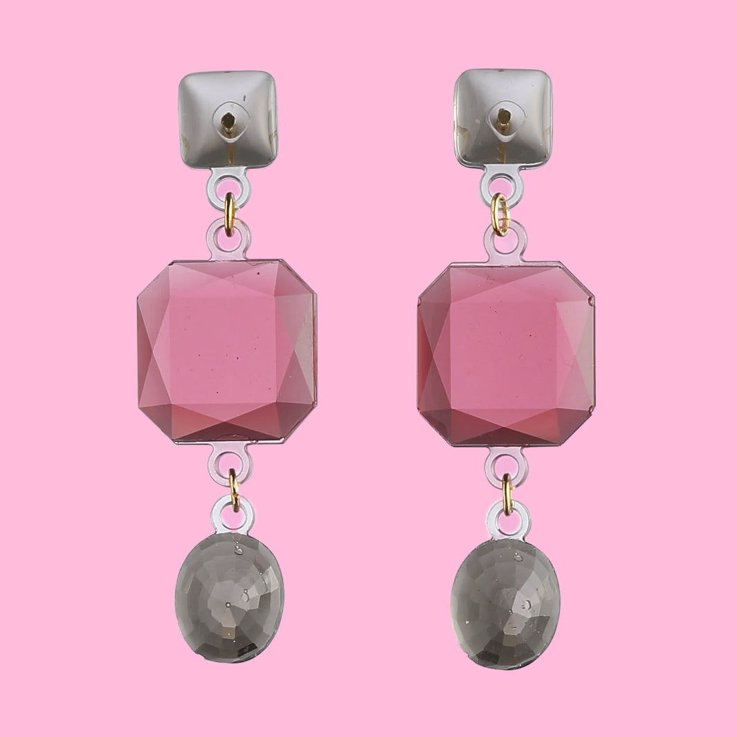 Oorbellen Crown Triplo Roze│Corsari Jewels│art. CJQ-3002-02│vooraanzicht