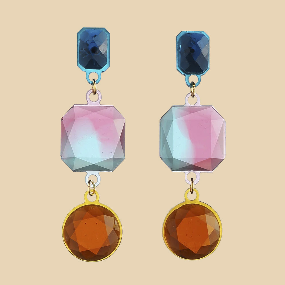 Oorbellen Deco Round Multicolor│Corsari Jewels│art. CJD-3002-042│vooraanzicht