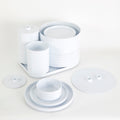 Heller Max 1 Dinnerware 25 DLG│art. 100-01-25│gestapeld en onderdelen naast stapel