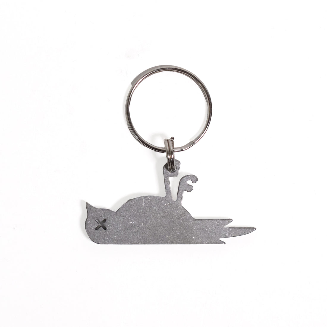 Dooie Mus Sleutelhanger RVS│bovenaanzicht liggend