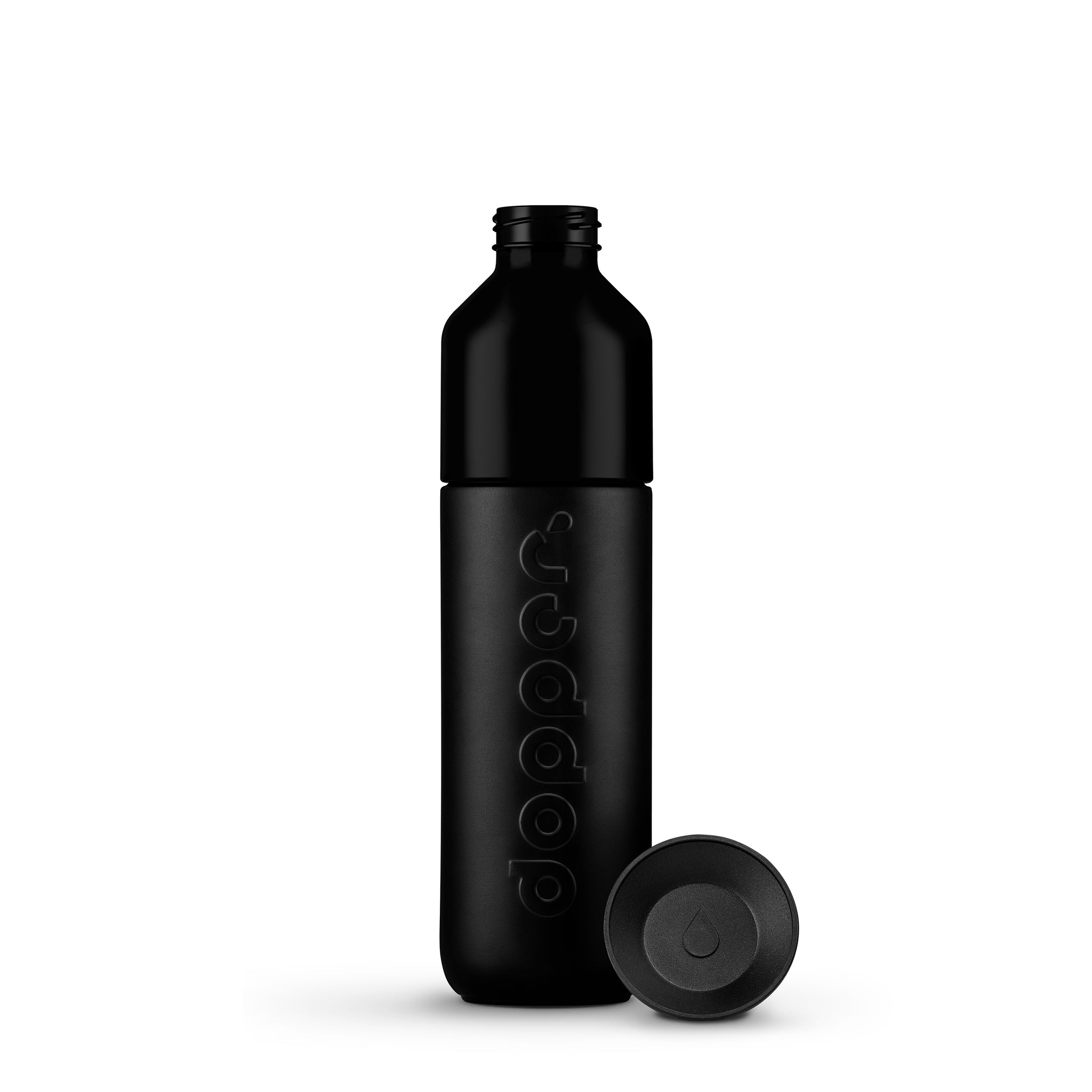 Dopper Insulated Small Blazing Black│Thermosfles 350ml zwart│art. 2059│voorkant met losse dop naast fles