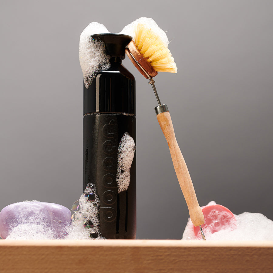 Dopper Insulated Small Blazing Black│Thermosfles 350ml zwart│art. 2059│met afwasborstel en schuim
