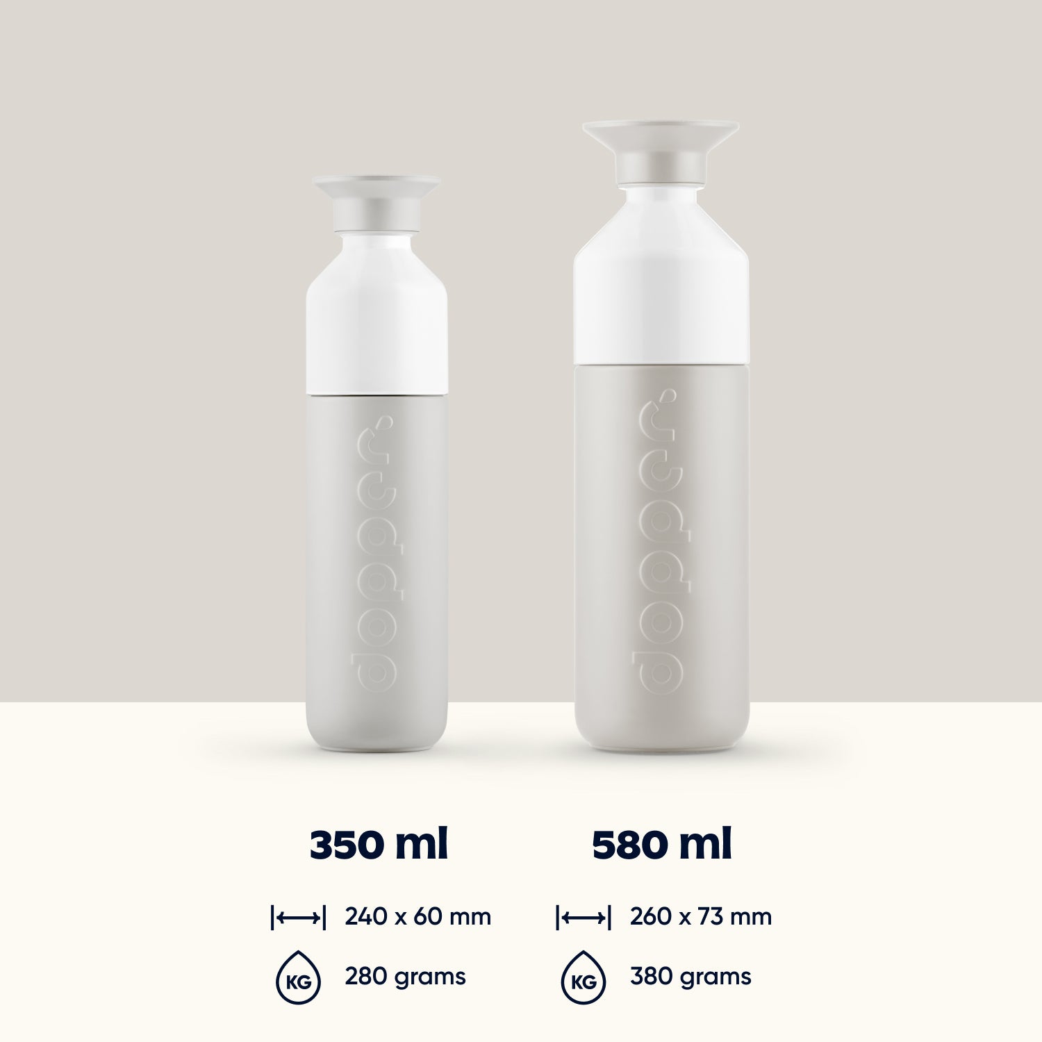 Dopper Insulated Small 350ml Gentle Grey│Thermosfles│art. 5319│small en Large met afmetingen en gewicht