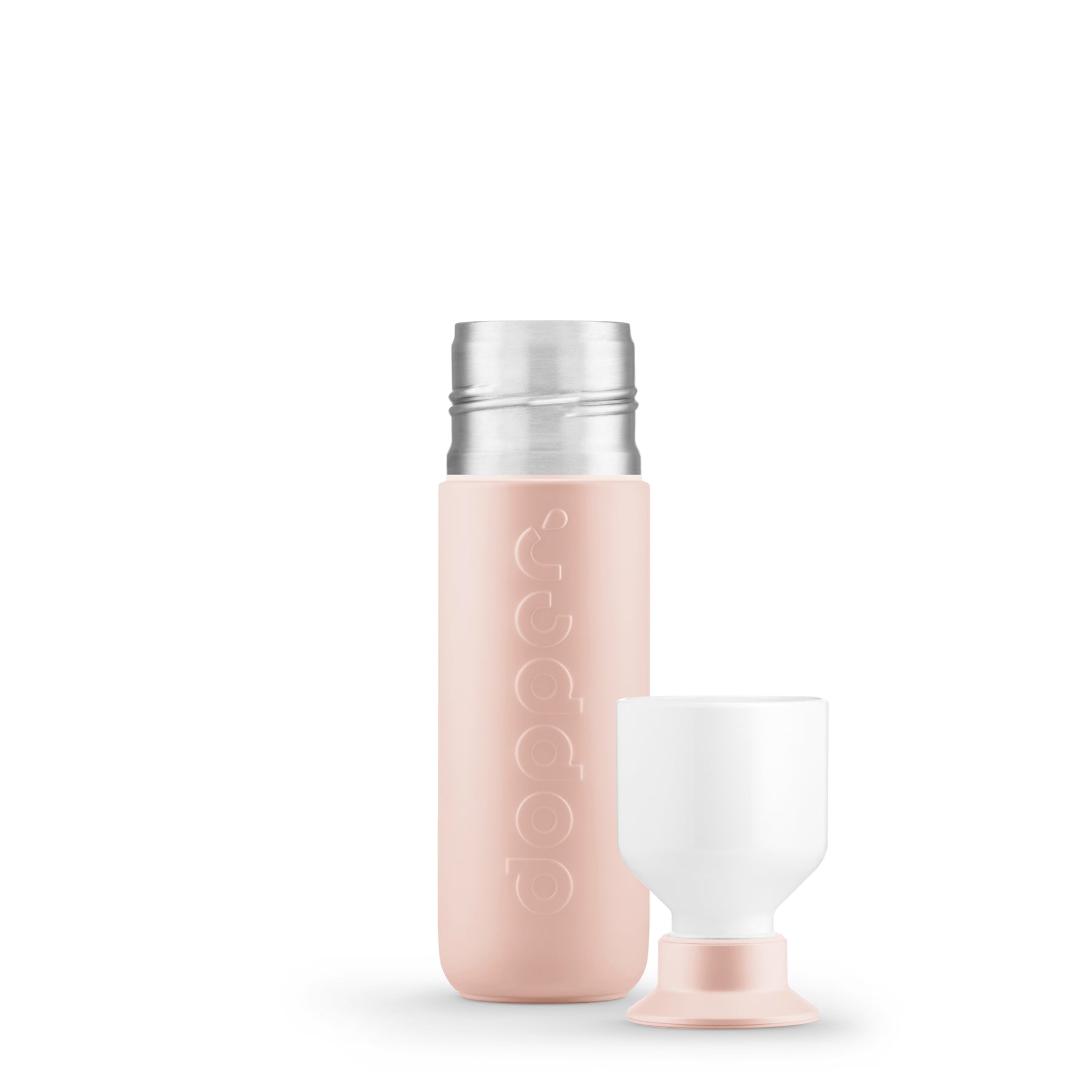 Dopper Insulated Small Pebble Peach│Thermosfles 350ml│vooraanzicht met losse beker