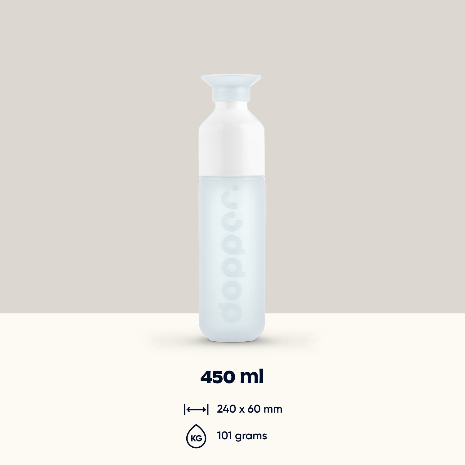 Dopper Original Purre White│Waterfles 450 ml│art. 7281│afmeting en gewicht
