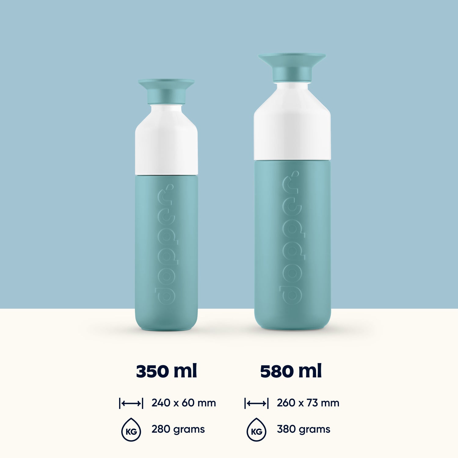 Dopper Insulated Small Bottlenose Blue│Thermosfles 350ml blauw│art. 5296│afmeting en gewicht