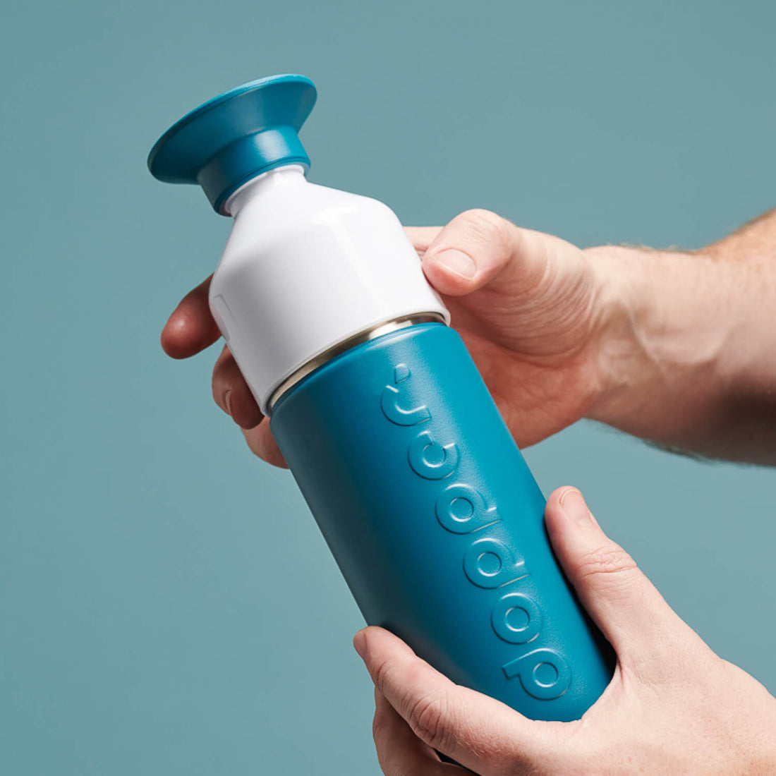 Dopper Insulated Small Green Lagoon│Thermosfles 350ml│art. 5333│vooraanzicht met Thermos logo