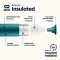 Dopper Insulated Large Green Lagoon│Thermosfles 580ml│art. 5236│eigenschappen