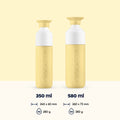 Insulated Bottle 350 ml Maple Yellow (yellow) - beside the 580 ml with capacity, dimensions and weight shown