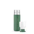 Insulated Bottle 350 ml Pine Green (green) - front view with the cap as a cup beside the bottle