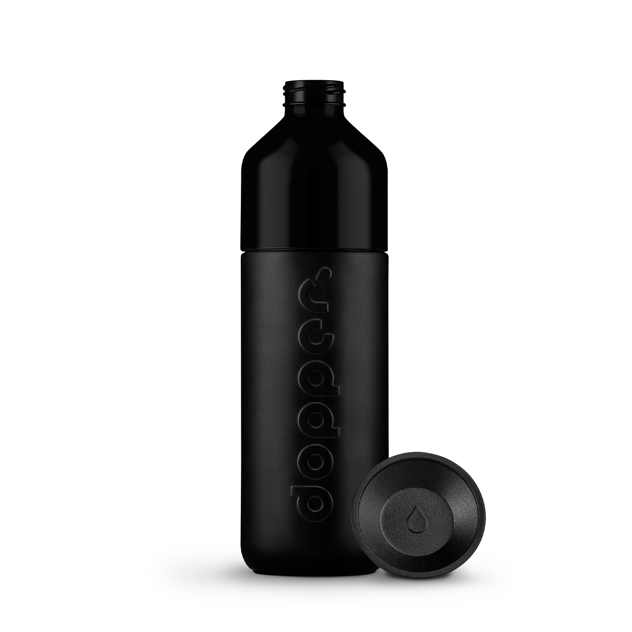 Dopper Insulated Large Blazing Black│Thermosfles 580ml Zwart│art. 2035│voorkant met losse dop naast fles