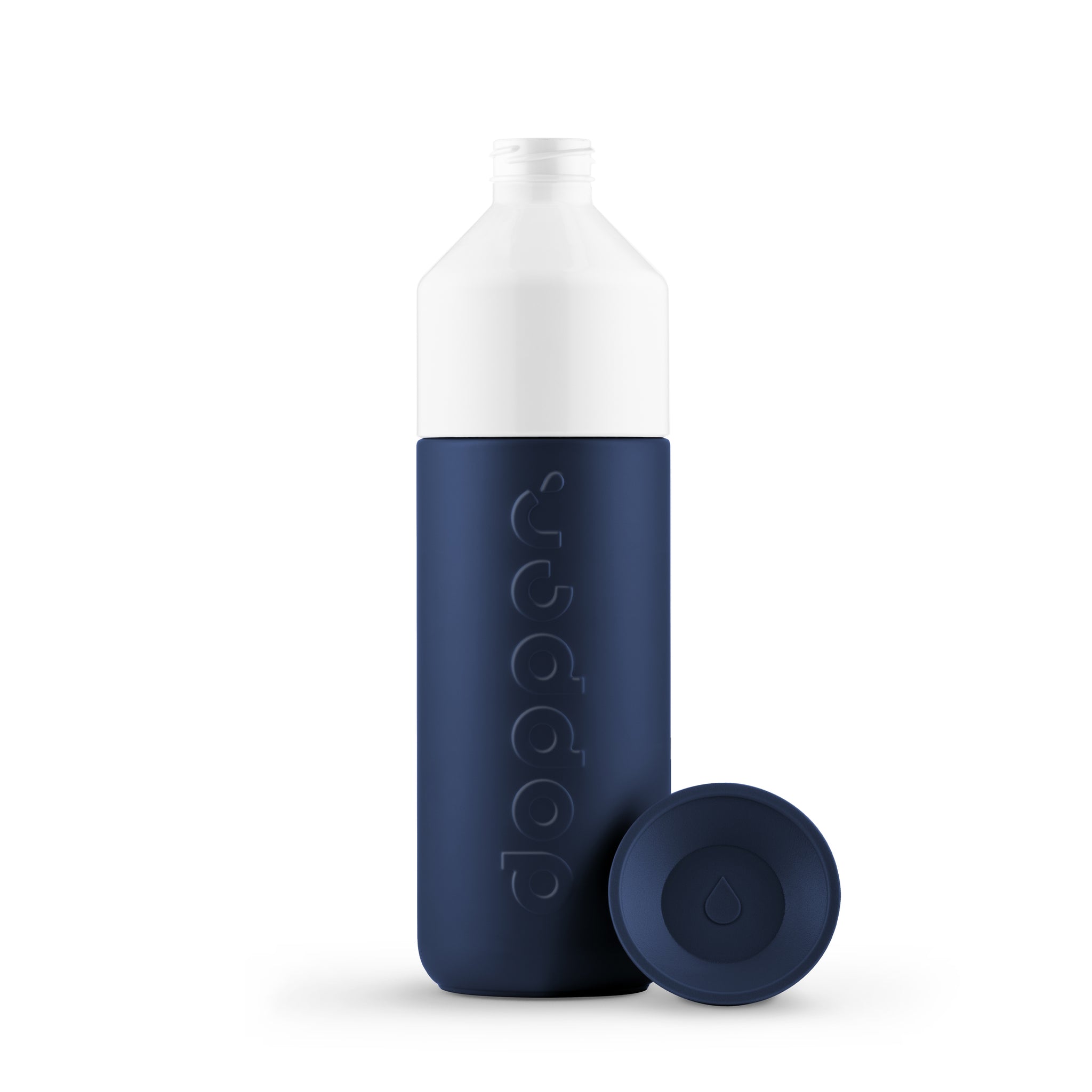 Dopper Insulated large Breaker Blue│Thermosfles 580ml Blauw│art. 3391│voorkant met losse dop naast fles