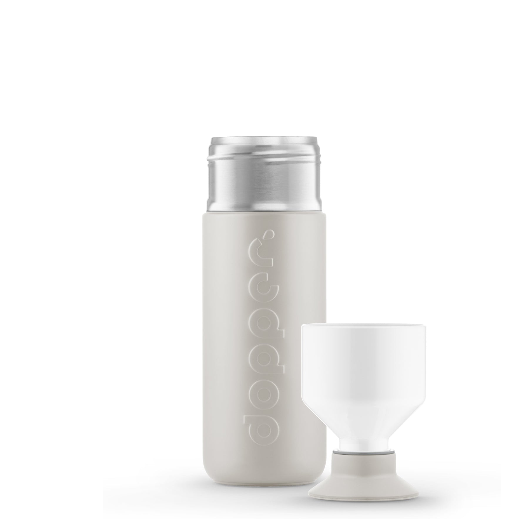 Dopper Insulated Large Gentle Grey│Thermosfles 580ml│art. 5302│vooraanzicht met losse beker