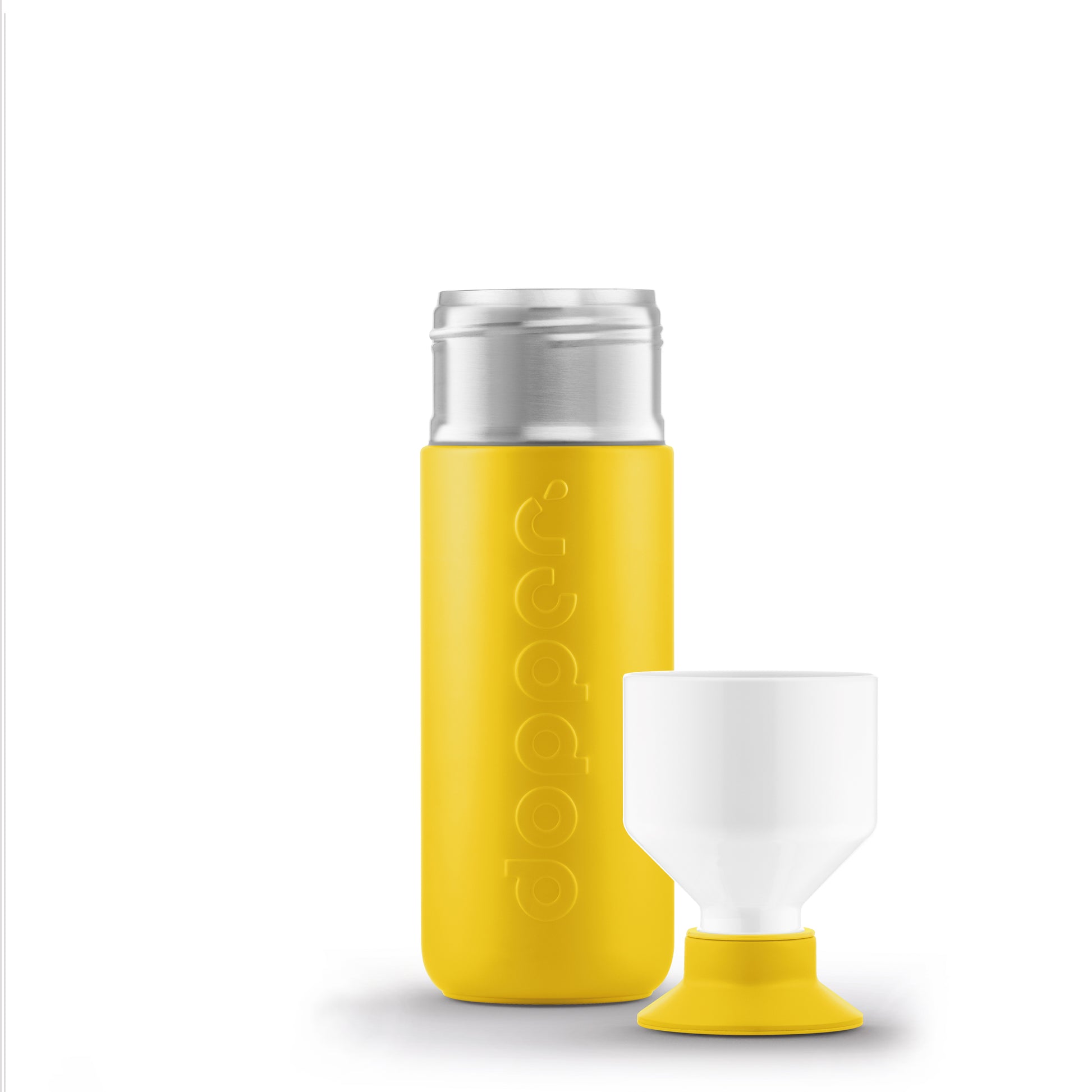 Dopper Insulated Lemon Crush│Thermosfles 580ml Geel│art. 4459│voorkant met dop als beker
