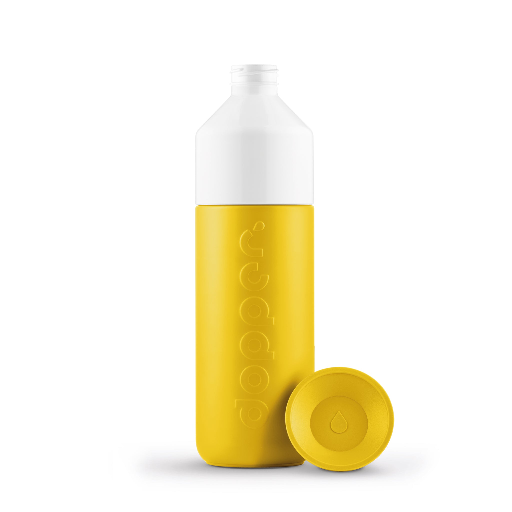 Dopper Insulated Lemon Crush│Thermosfles 580ml Geel│art. 4459│voorkant met losse dop naast fles