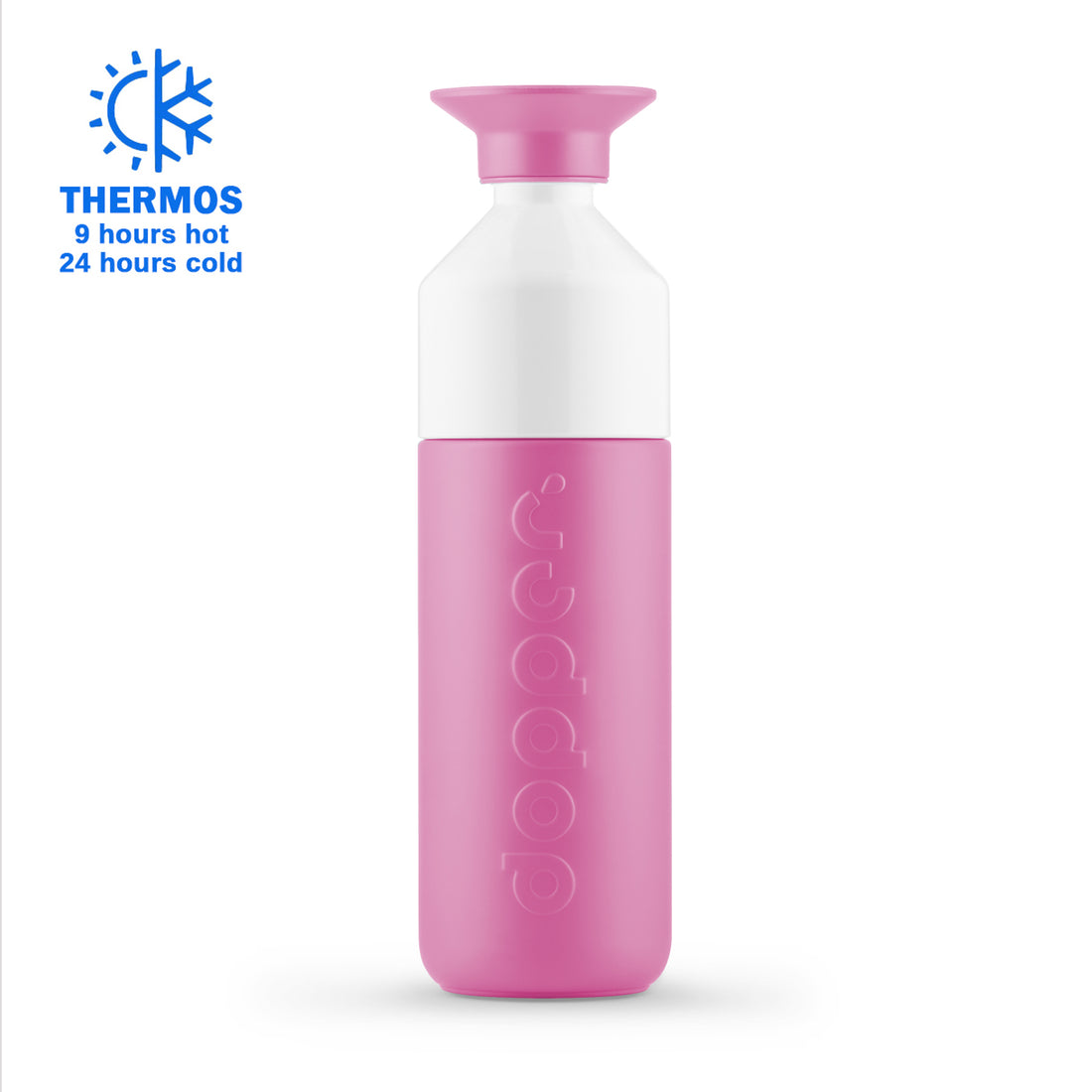 Dopper Insulated Large 580 ml│Pelican Pink│art. 6842│vooraanzicht met Thermos logo