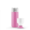 Dopper Insulated Large 580 ml│Pelican Pink│art. 6842│vooraanzicht met beker naast fles