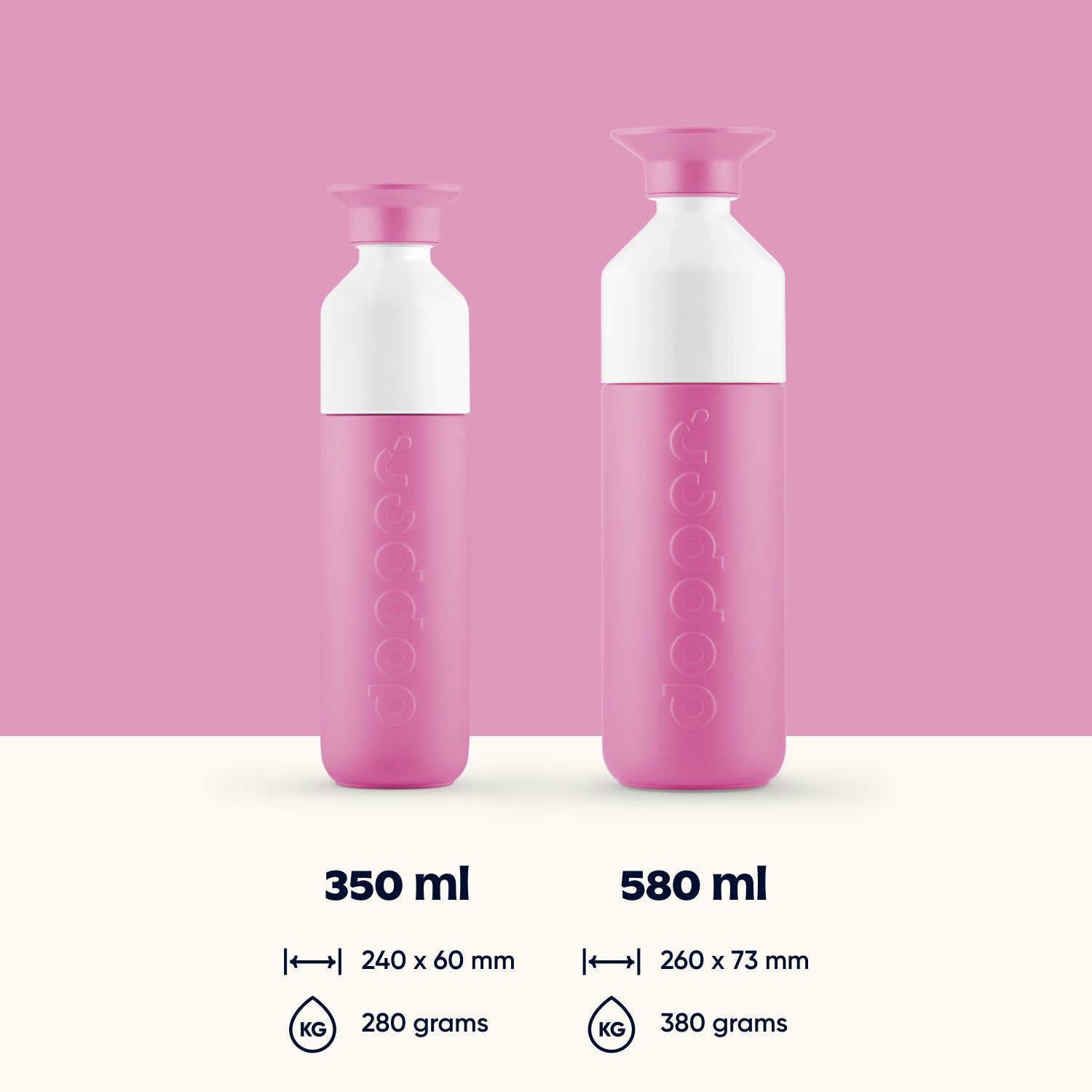 Dopper Insulated Large 580 ml│Pelican Pink│art. 6842│afmetingen