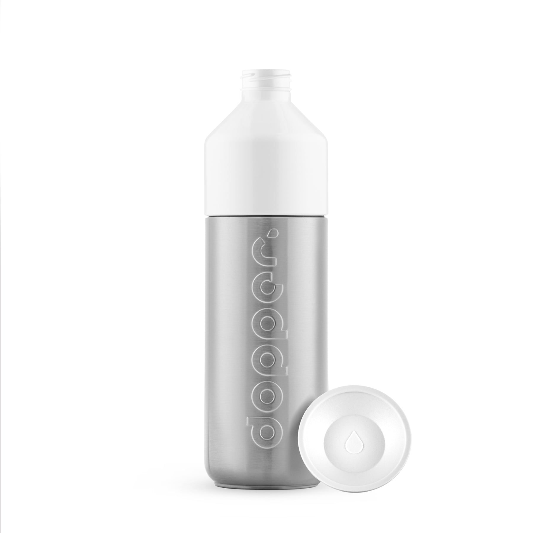 Dopper Insulated large Silver│Thermosfles 580ml│art. 7160│vooraanzicht met losse dop