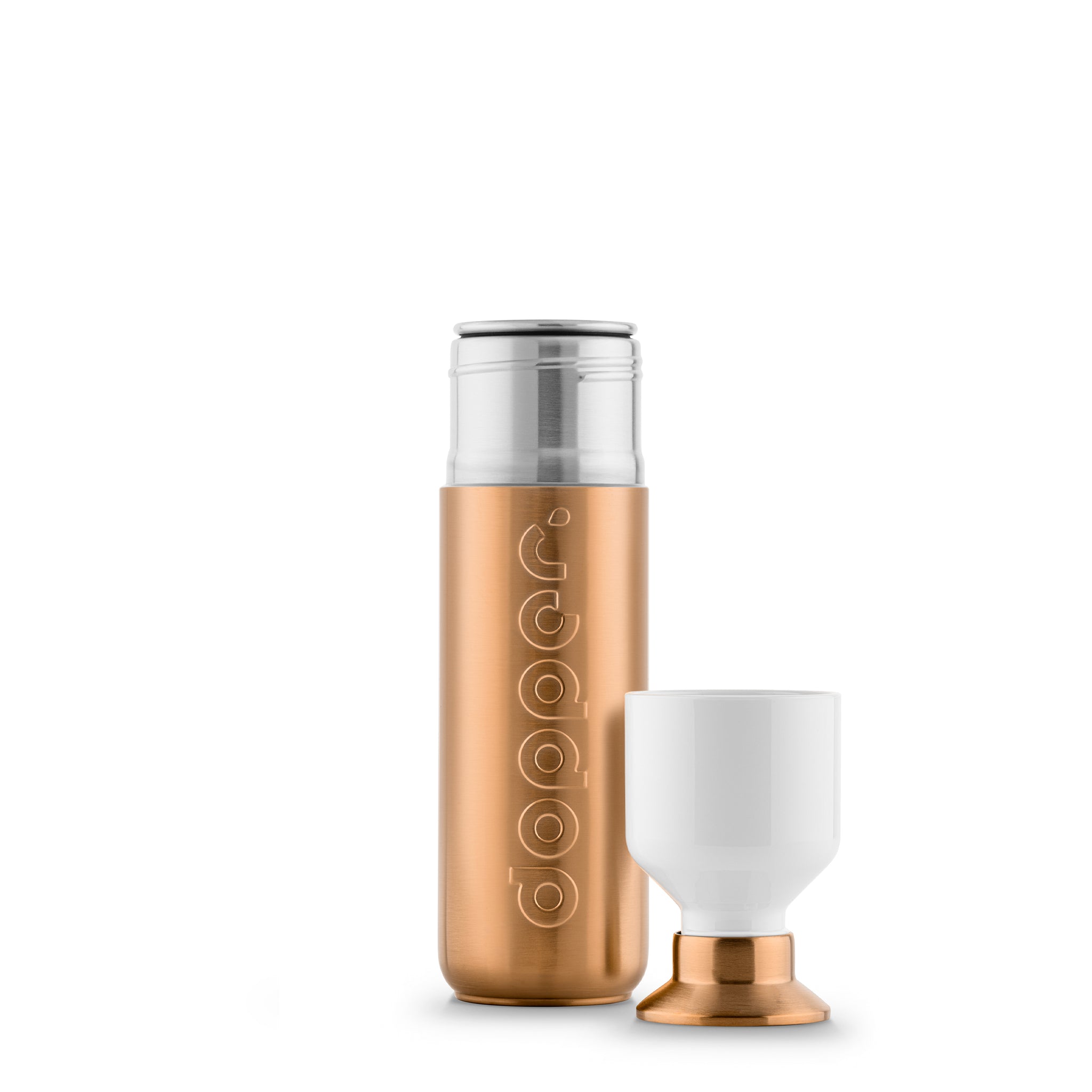 Dopper Steel Limited Edition Bronze│Waterfels 490ml│art. 6194│beker en fles naast elkaar