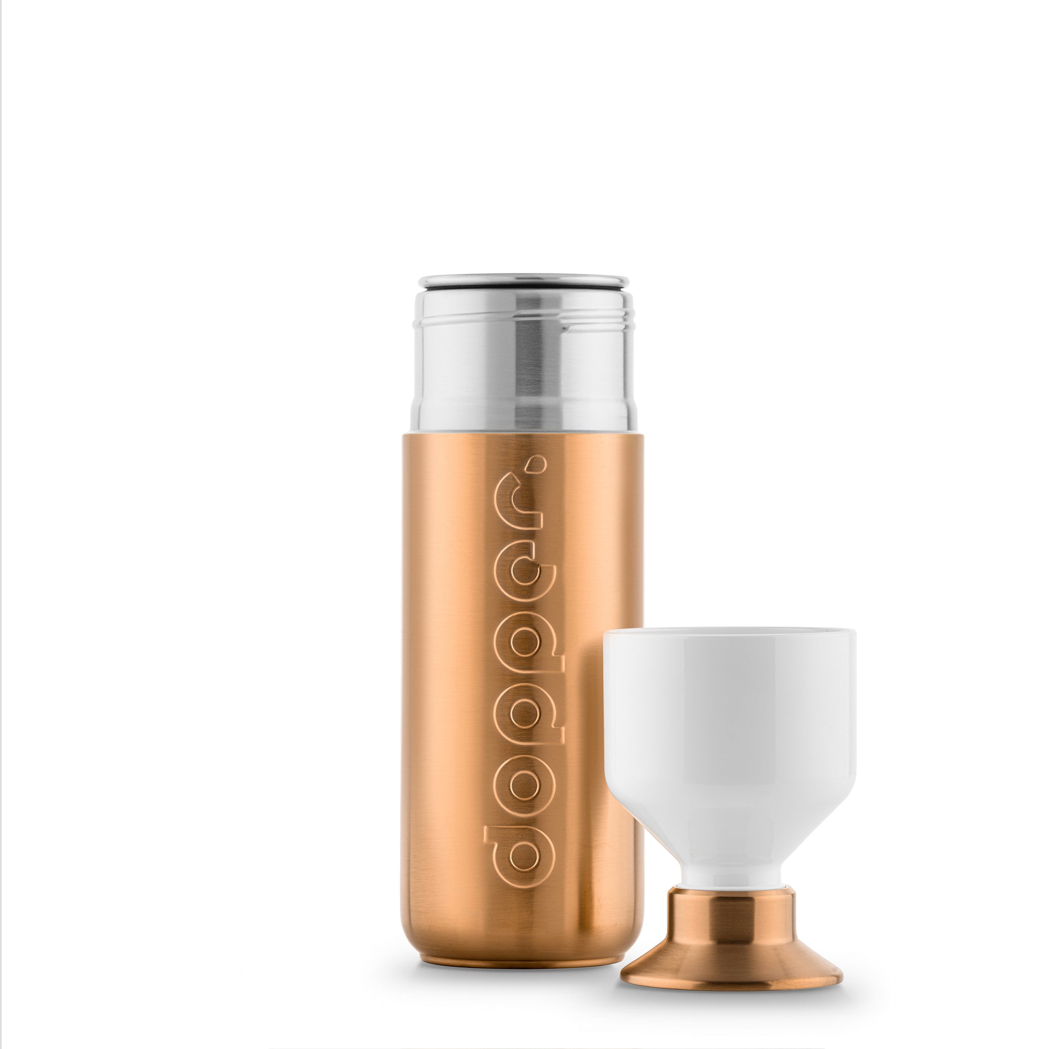 Dopper Steel Limited Edition Bronze│Waterfles 800ml│art. 6095│met beker los naast fles