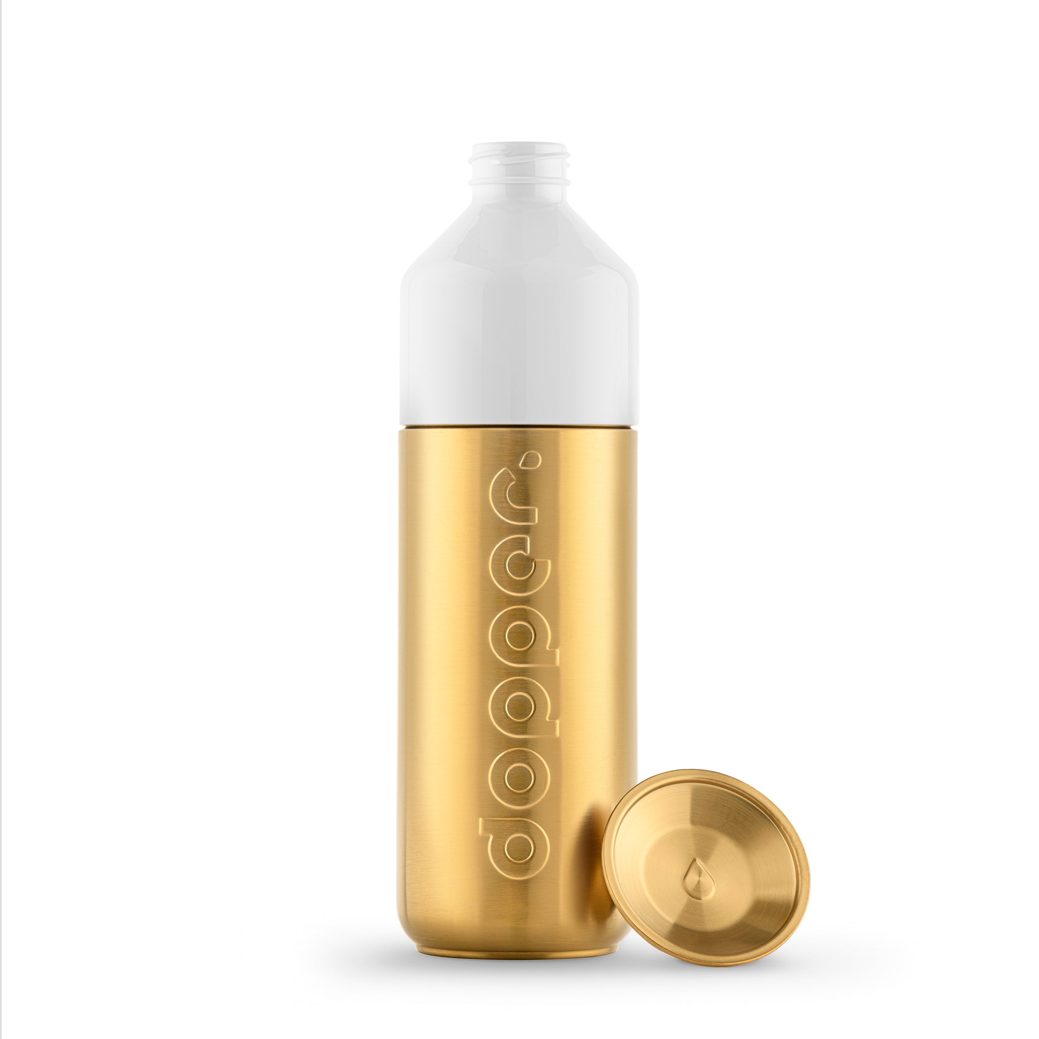 Dopper Steel Limited Edition Gold│Waterfles 800ml│art. 6088│met losse dop naast fles