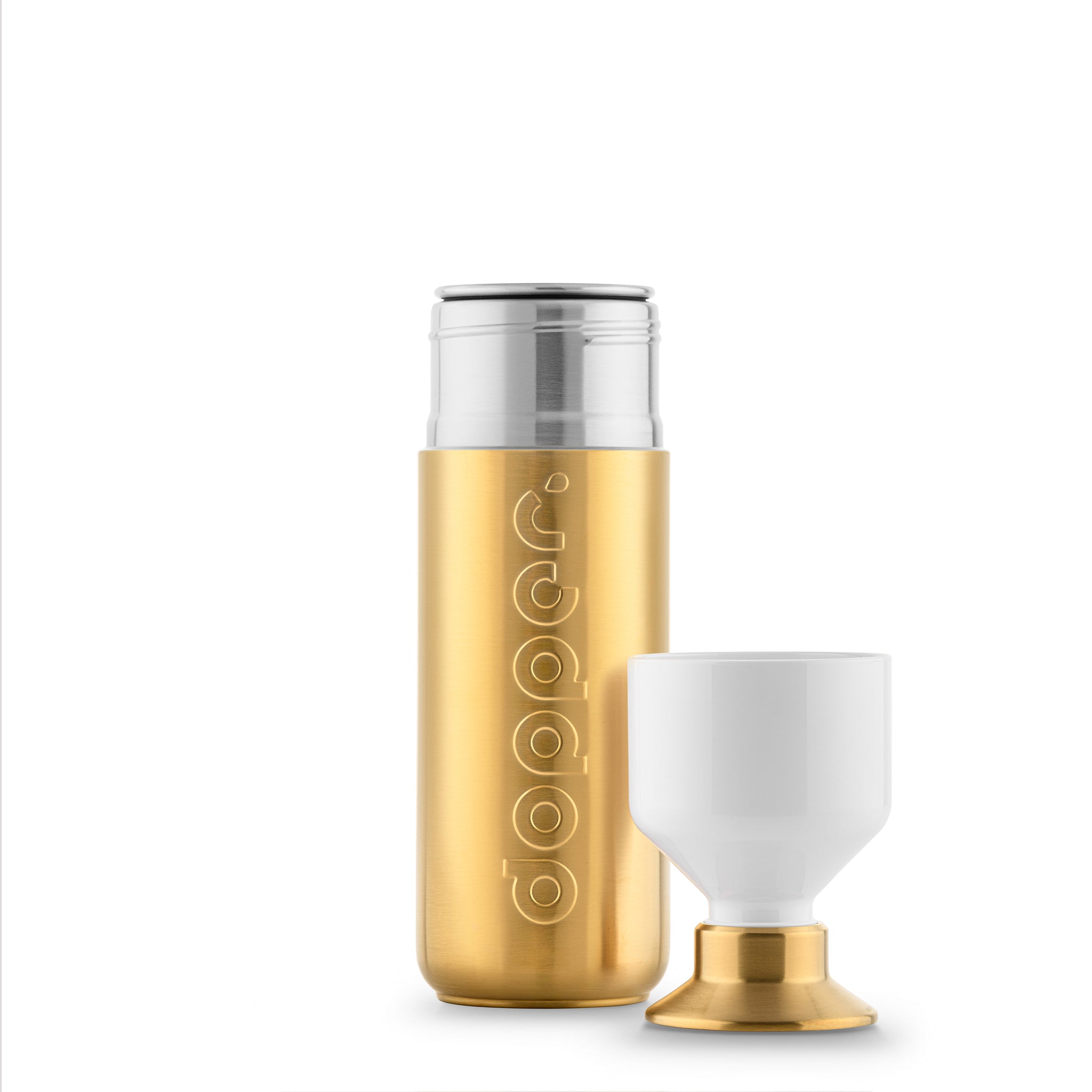 Dopper Steel Limited Edition Gold│Waterfles 800ml│art. 6088│beker naast fles